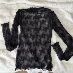Free People Black Lace Long Sleeve Top
